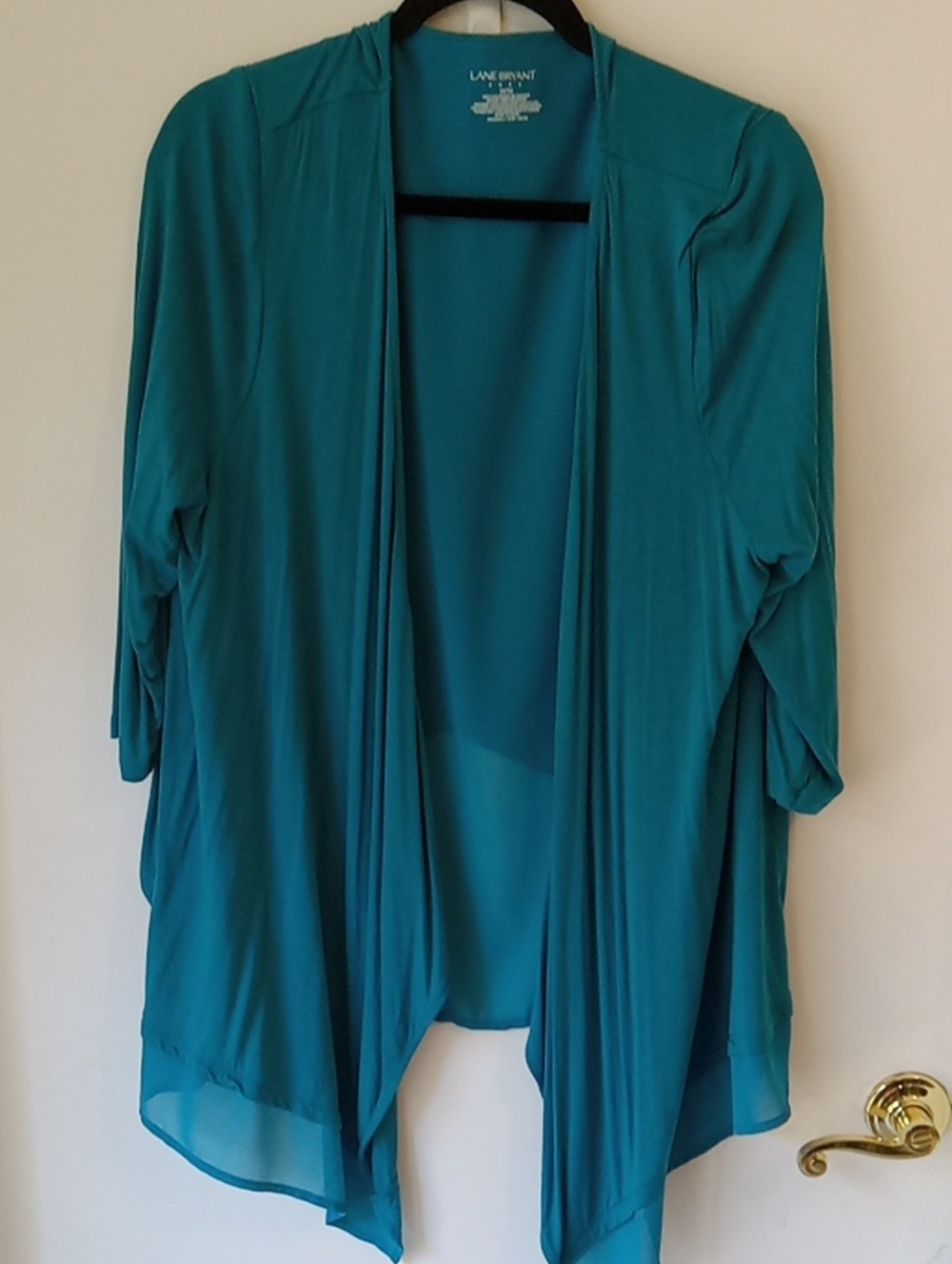 Lane Bryant Teal Open-Front Draped Duster Size 14/16